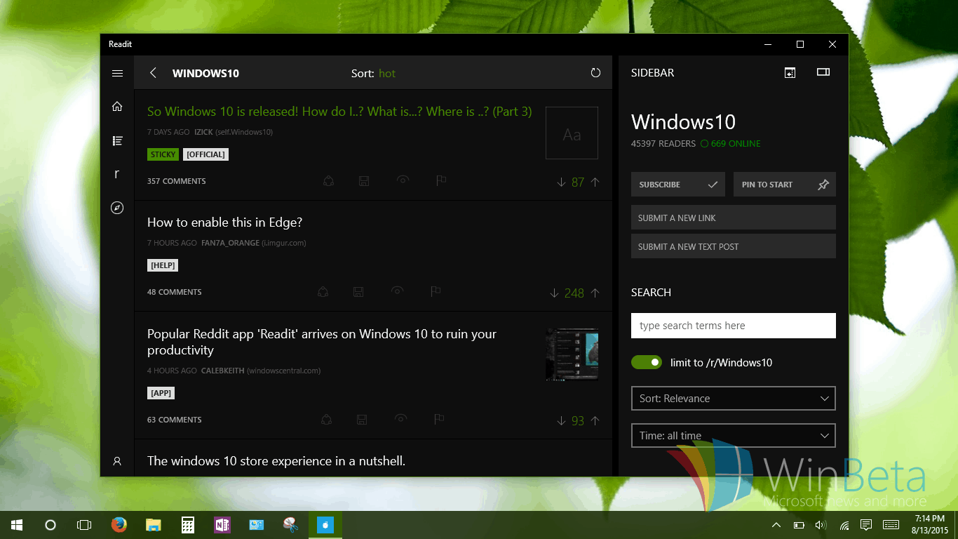 Popular Reddit app for Windows Phone makes its way to Windows 10 - OnMSFT.com - August 14, 2015