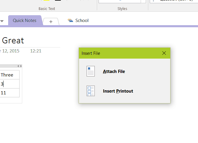 Files can be attached or added as printouts