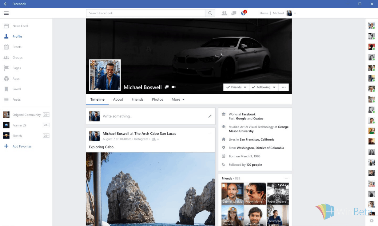 facebook beta windows 10