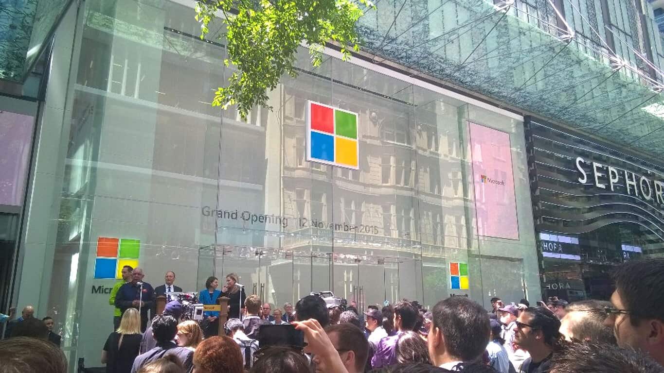 Microsoft's flagship store opening draws massive crowds in sydney, australia - onmsft. Com - november 11, 2015