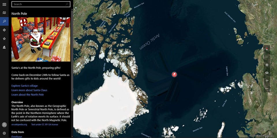 Windows 10 Maps App Santa
