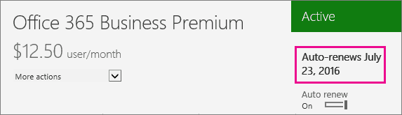 Office 365 for business subscription status