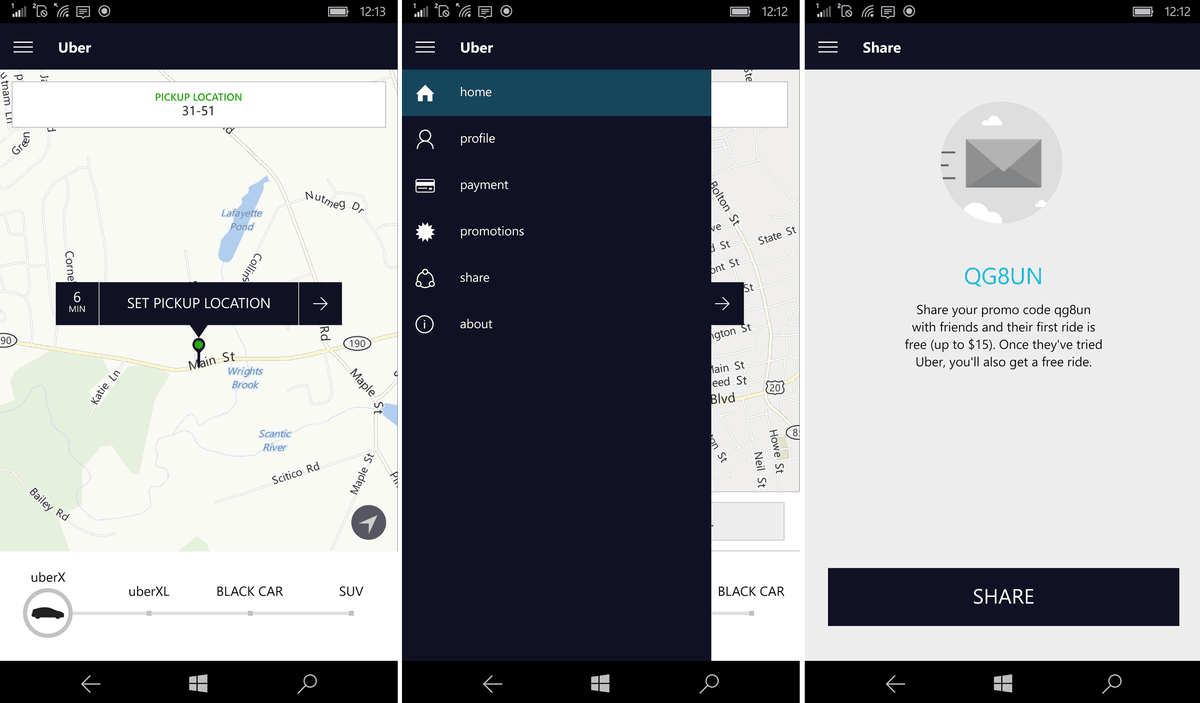 Uber for Windows 10 Mobile