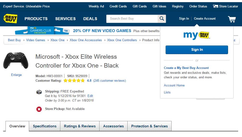Best Buy Xbox One Elite Wireless Controller