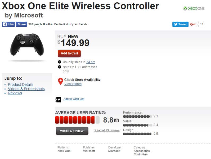 GameStop Xbox Elite Wireless Controller 1_13_2016