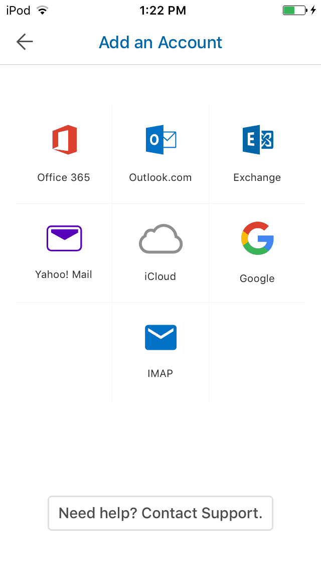 Accessing all types of email accounts through the Outlook app.