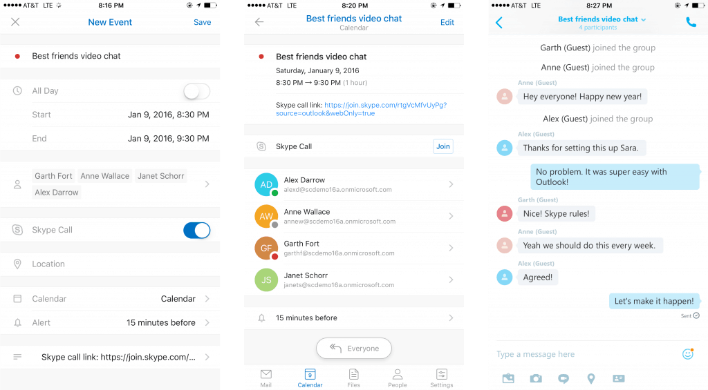 Skype and outlook new features ios android