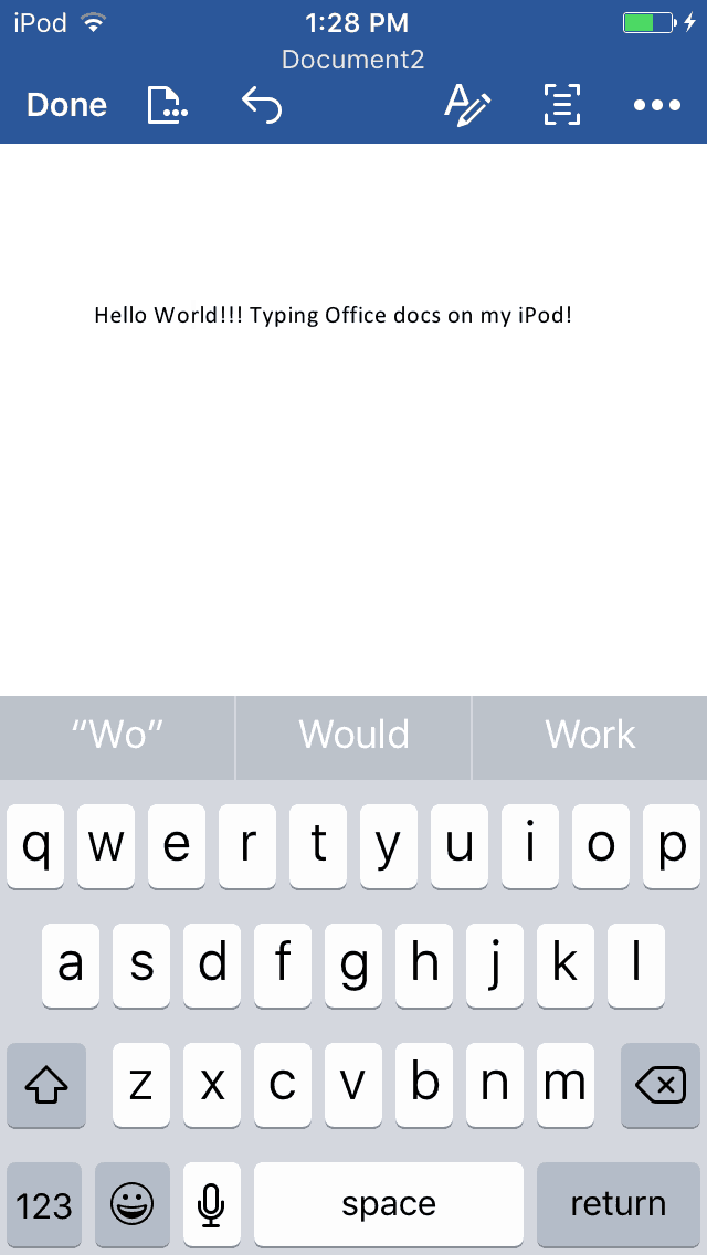 Typing and viewing Word docs with the Word app