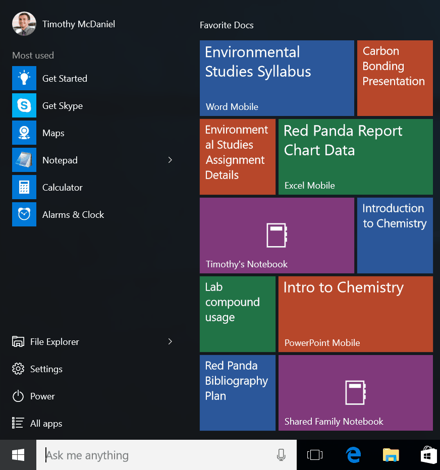 Pin Office documents to your Start menu.