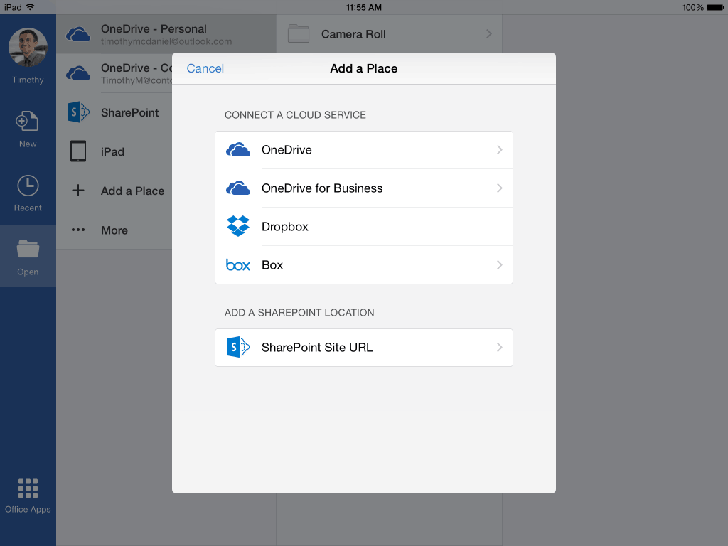 The new Box integration in Office to iOS