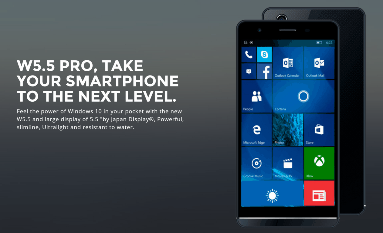 The new W5.5 Pro is a water resistance Windows 10 Mobile smartphone - OnMSFT.com - February 2, 2016