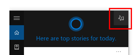 Cortana's new music icon