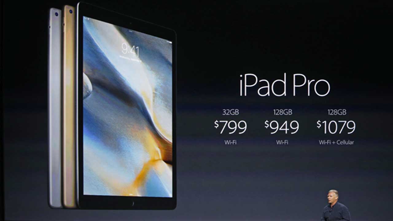 The 9.7-inch iPad Pro gets unveiled onstage. 