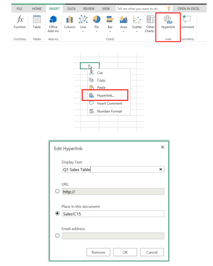Hyperlinks, New Data Formats, Pivottable Improvements Head Up March 2016 Excel Online Updates - Excel Online Image 4 Connect your spreadsheet to more places using hyperlinks.