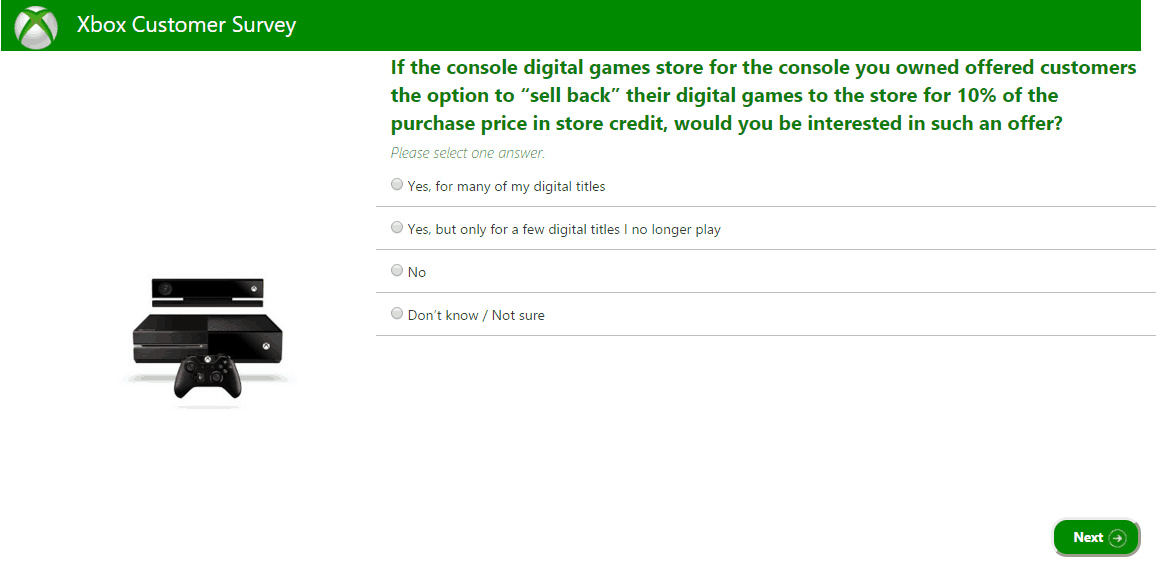 Microsoft's Xbox customer survey