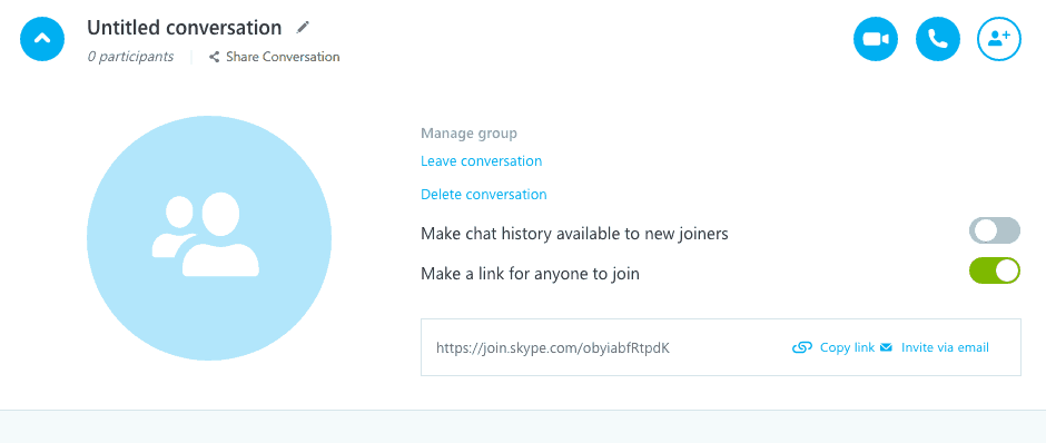 Add new people to a conversation, even if they’re not on Skype
