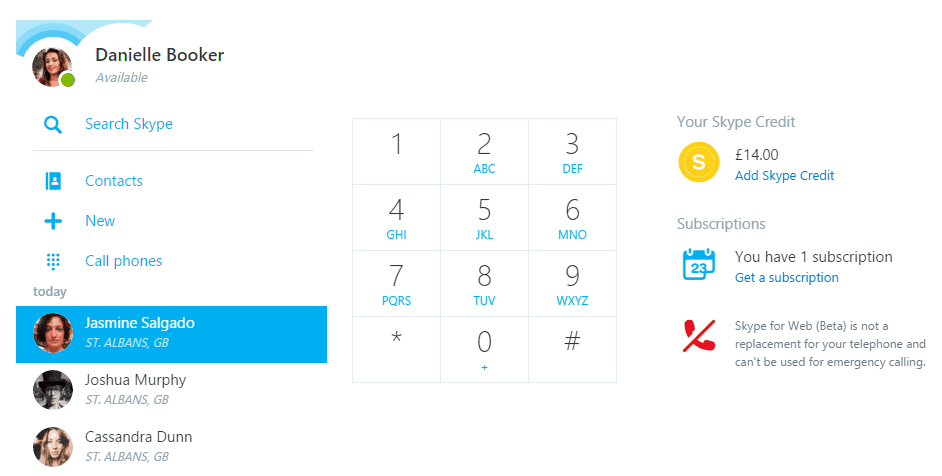 Microsoft Highlights Skype For Web Improvements - Skype Web Dial Numbers Call mobile phones and landlines directly from skype