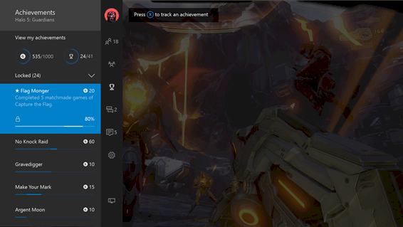 Achievements will be included in the Xbox One guide