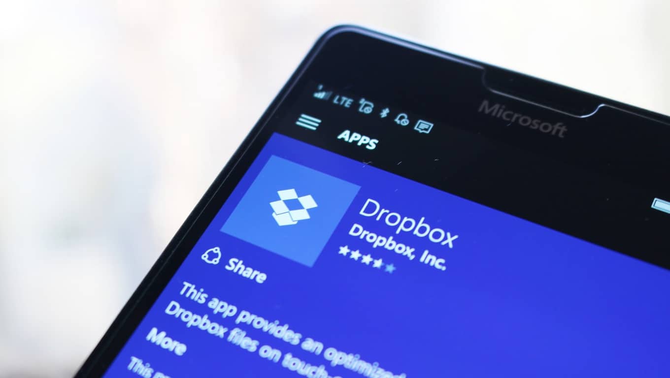Dropbox w10m app listing