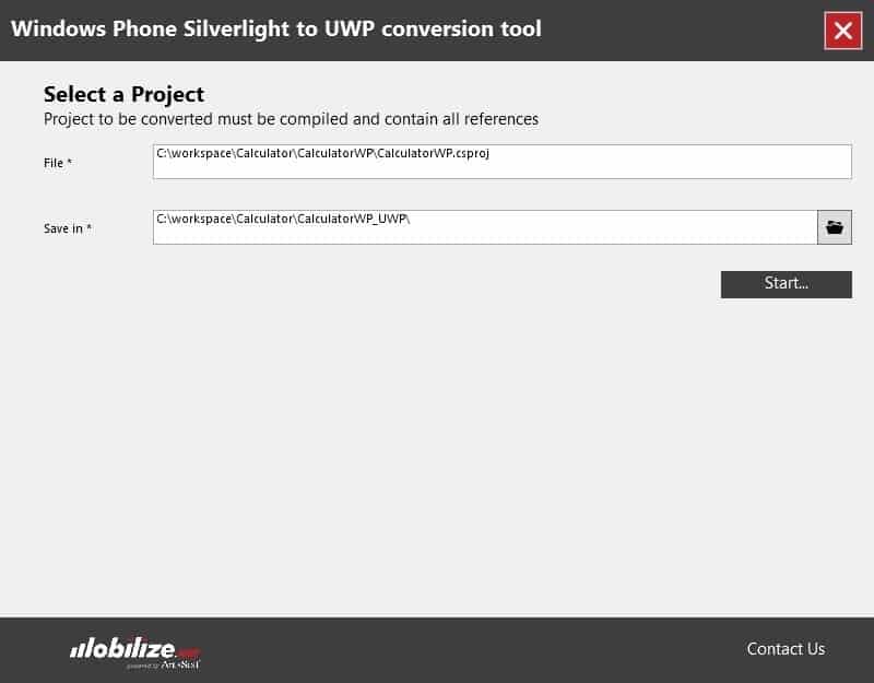 The Silverlight to USP conversion tool is very simple to use.