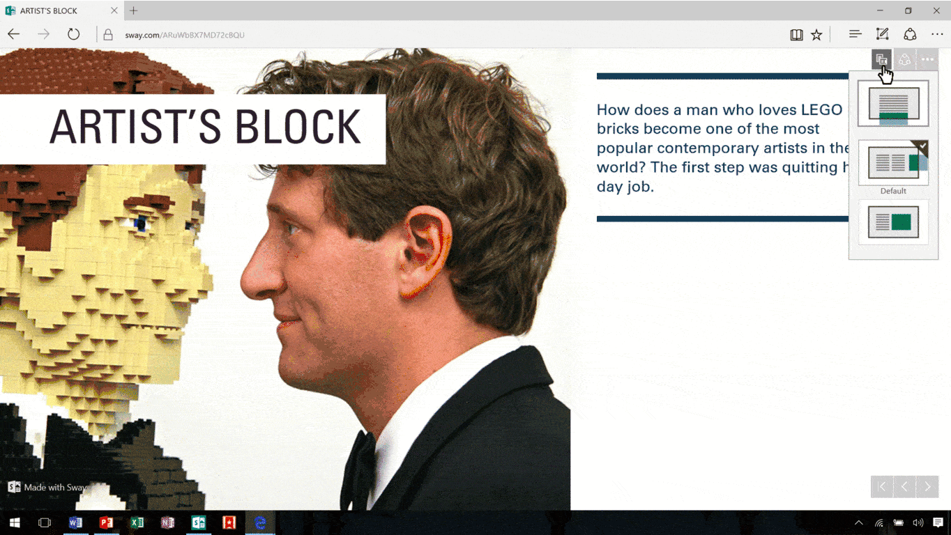 You can choose your Sway viewing experience.