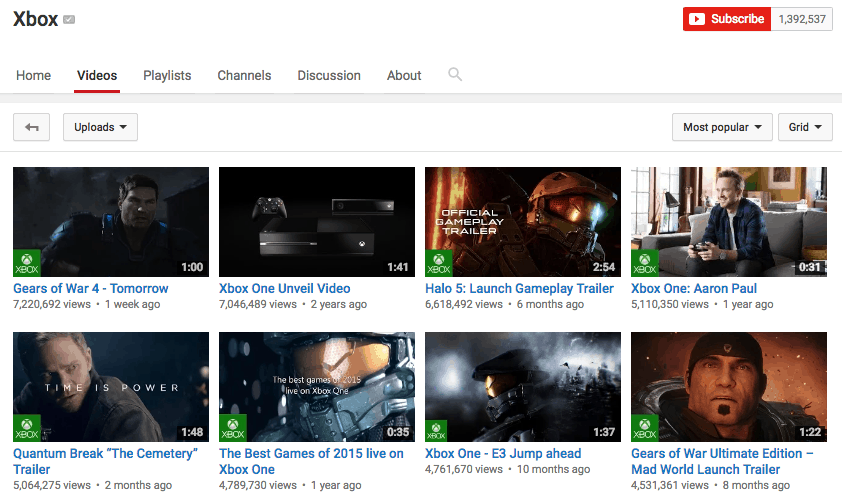 Xbox YouTube channel