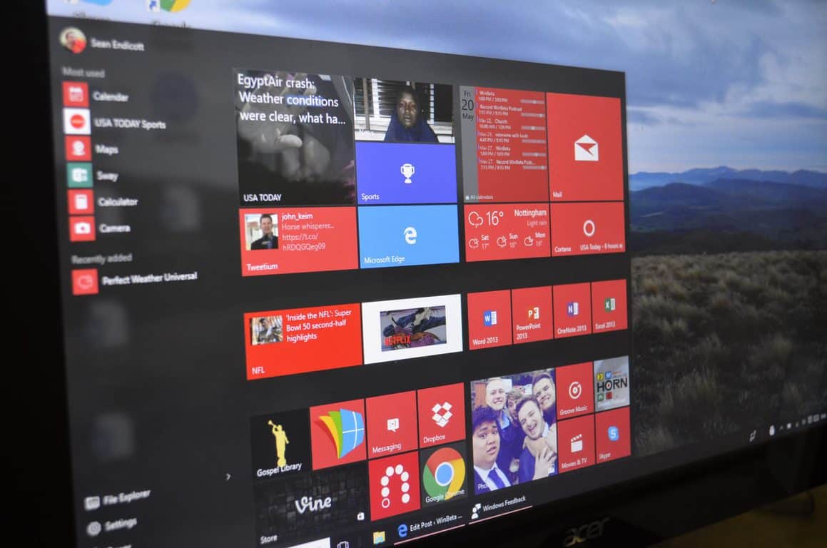 The Windows 10 Start Menu.