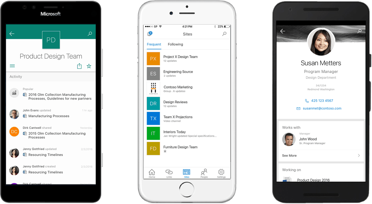 SharePoint iOS, Android, and Windows phone apps