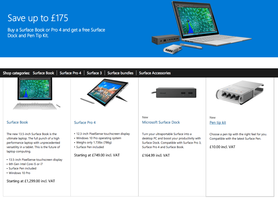 Get A Free Surface Dock And Pen Tip Kit When You Buy An Sp4 Or Surface Book From Microsoft Store Uk - Surface Tablets Shop Surface Pro 4 Surface Pro 3 And More Microsoft Store The special offer on the microsoft uk store.