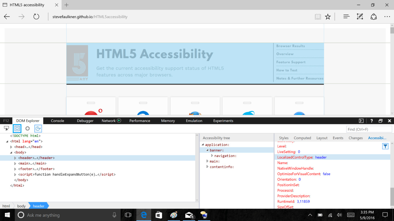 Microsoft Talks More About Making Great Websites, This Time The Focus Is On Html5 And Uia - F12 Accessibility Tree View F12 accessibility tree view