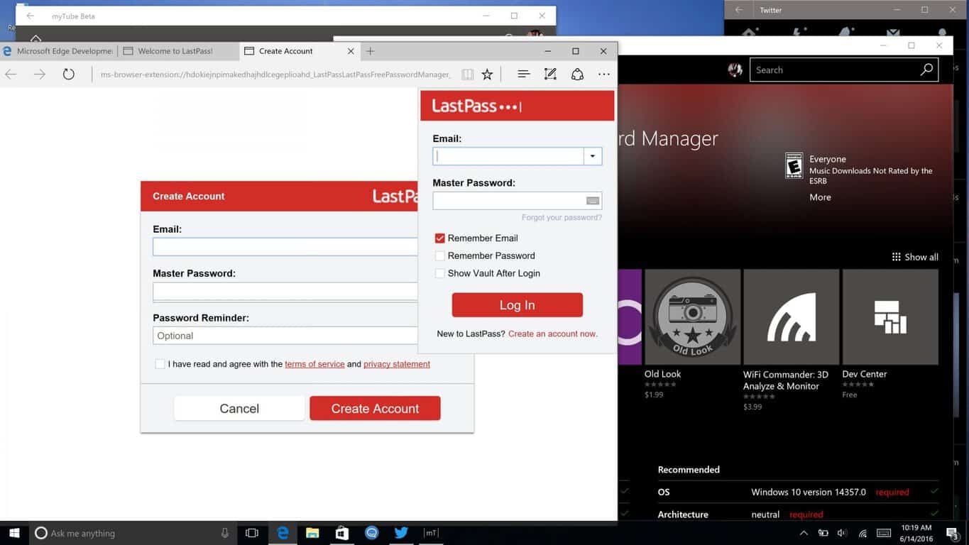 LastPass Edge extension