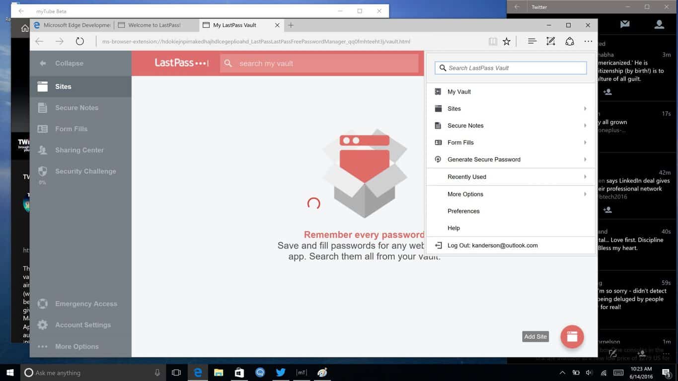 LastPass extension features