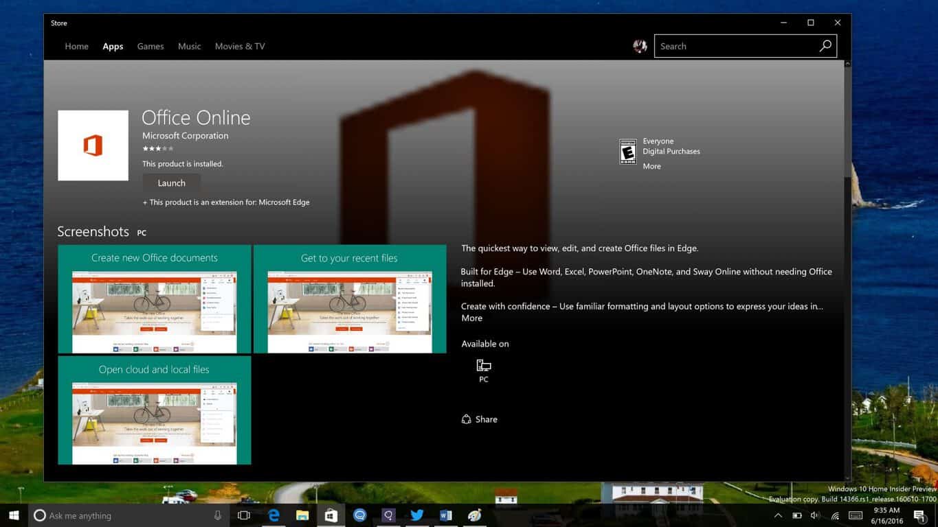 A closer look at the latest Windows Insider Edge Extension: Office Online 1 Office Extension in the Windows Store