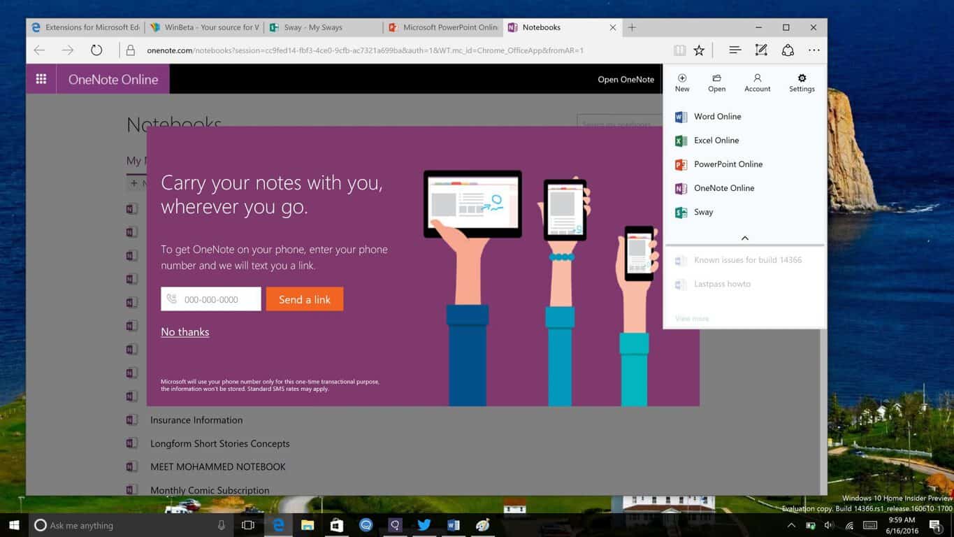 A closer look at the latest Windows Insider Edge Extension: Office Online - OnMSFT.com - June 16, 2016