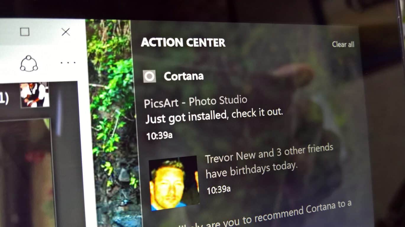 Notifications in the Action Center