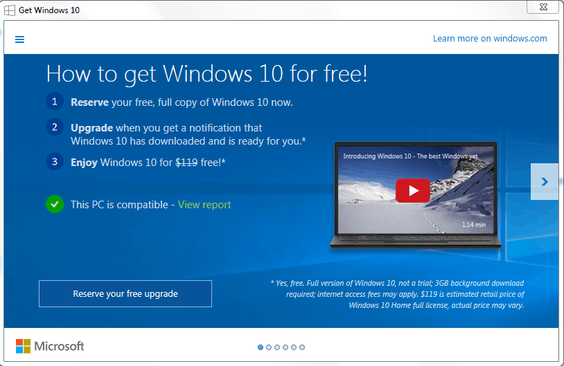 Windows 10 upgrade alert