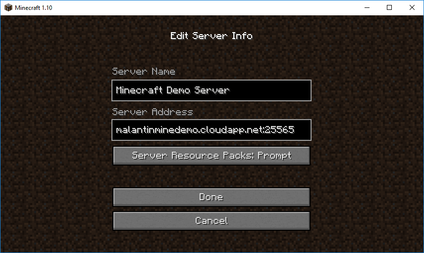 Microsoft Azure, Minecraft Server