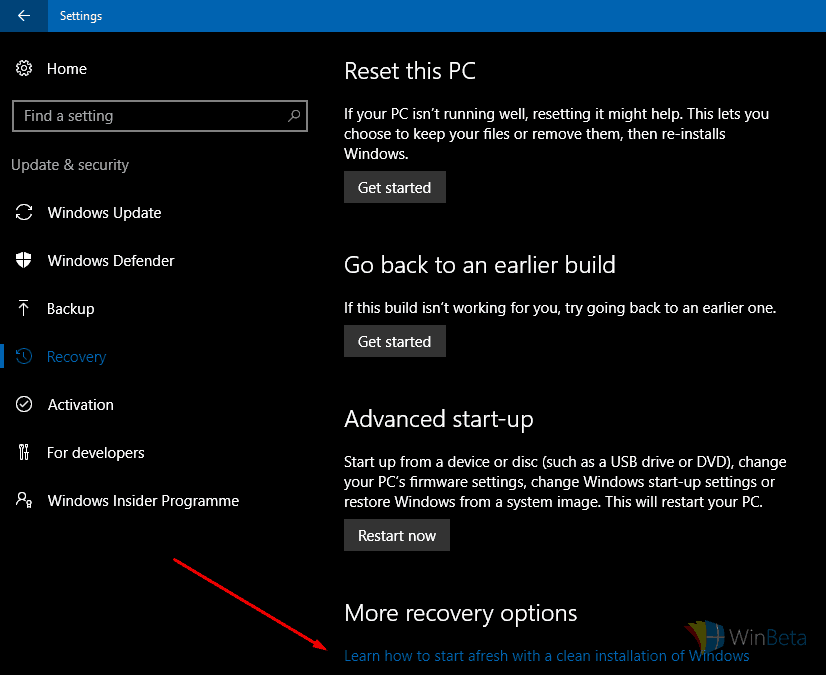 How to use the new Windows Refresh Tool to clean install Windows 10 1 Clean install tool from Settings app