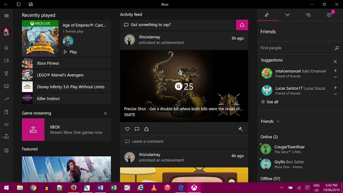 Xbox App on Windows 10