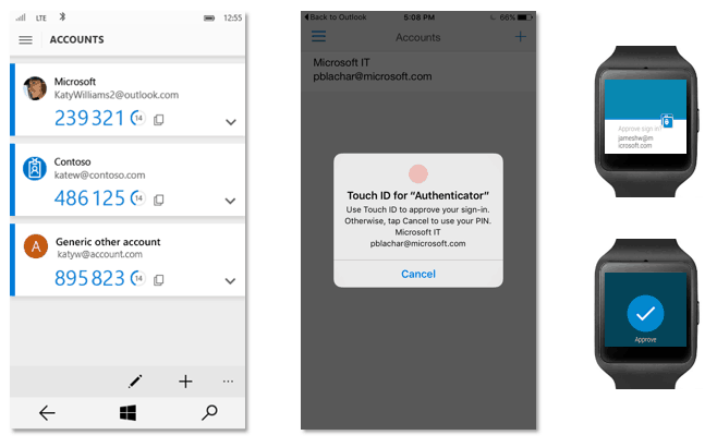 The new Microsoft Authenticator app supports wearables and TouchID on iOS devices.