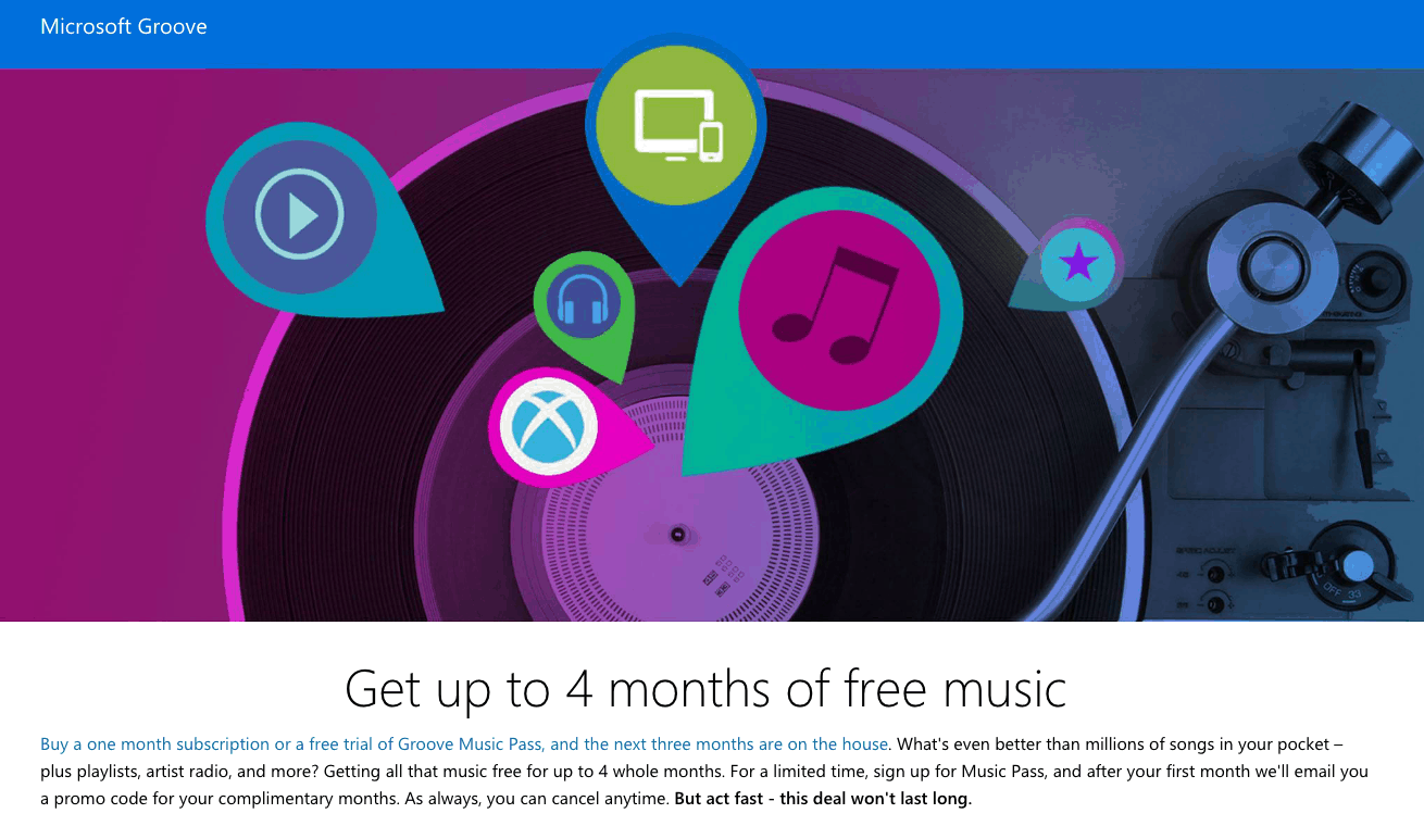 Get free music for up to 4 whole months.