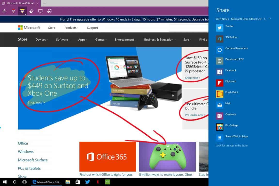 Windows 10, Anniversary Update, Web Note