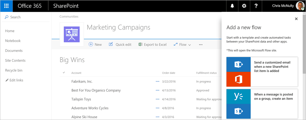 Sharepoint Rolls Out Lists, And Integration With Powerapps And Flow - Modern Sharepoint Lists Are Here 4 Set up a new Flow from SharePoint.