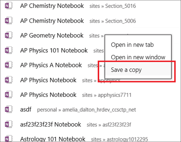 Microsoft, Save a Copy, OneNote, Class Notebooks