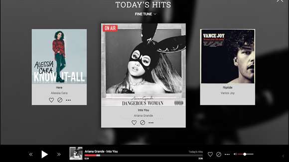 The new Slacker Radio app on Windows 10.