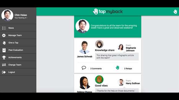 Tap My Back brings friendly team recognition in a Universal Windows 10 app - OnMSFT.com - July 9, 2016