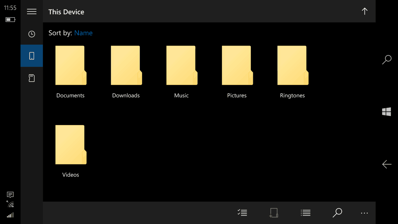 File Explorer on Windows 10 Mobile