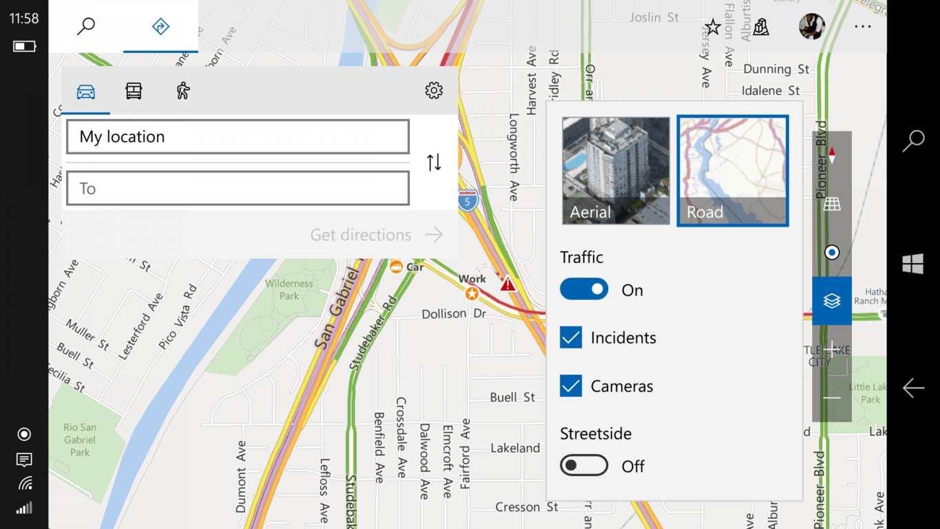 Windows 10 Map location options