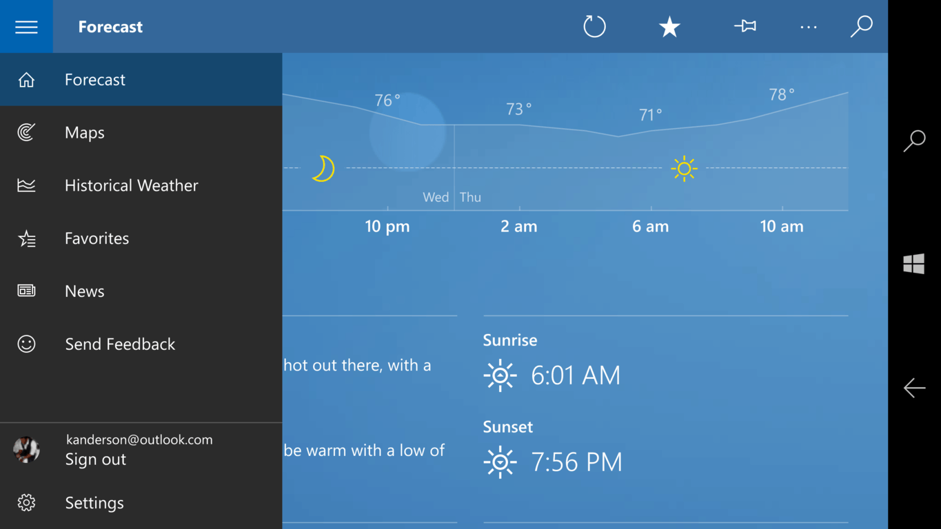 Windows 10 Weather