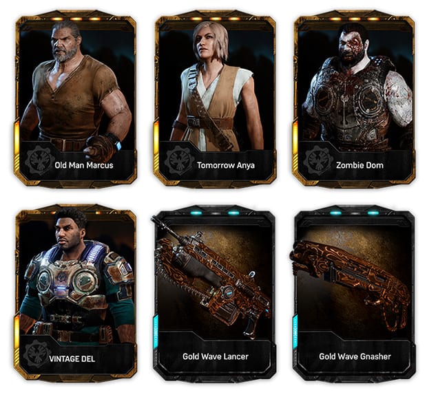 The goodies included in Gears of War 4 "Brothers to the End Elite Gear Pack".